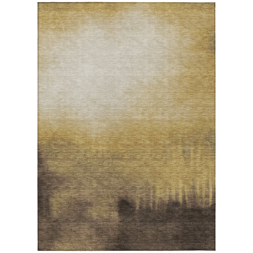 Machine Washable Indoor/Outdoor Chantille ACN2420 Gold 3' x 5' Rug. Picture 1