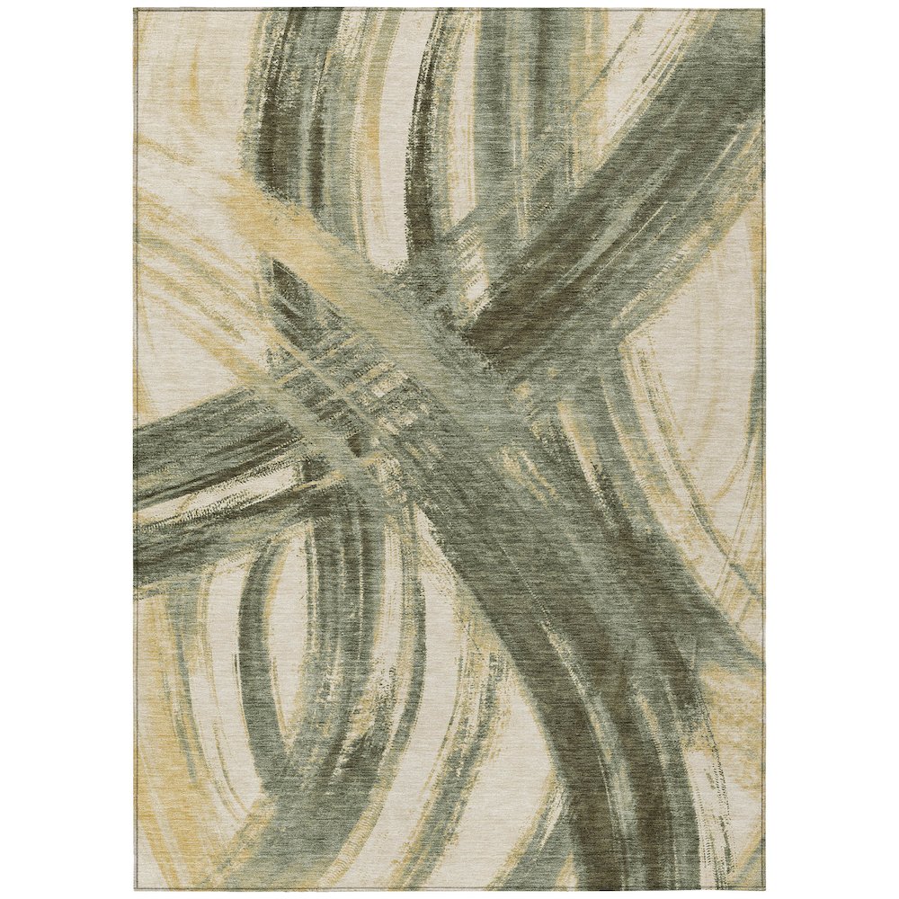 Machine Washable Indoor/Outdoor Chantille ACN2421 Green 3' x 5' Rug. Picture 1
