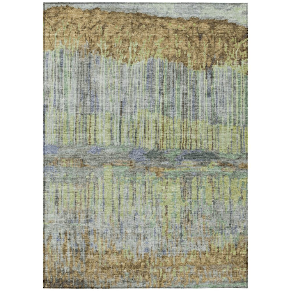 Machine Washable Indoor/Outdoor Chantille ACN2428 Brown 3' x 5' Rug. Picture 1