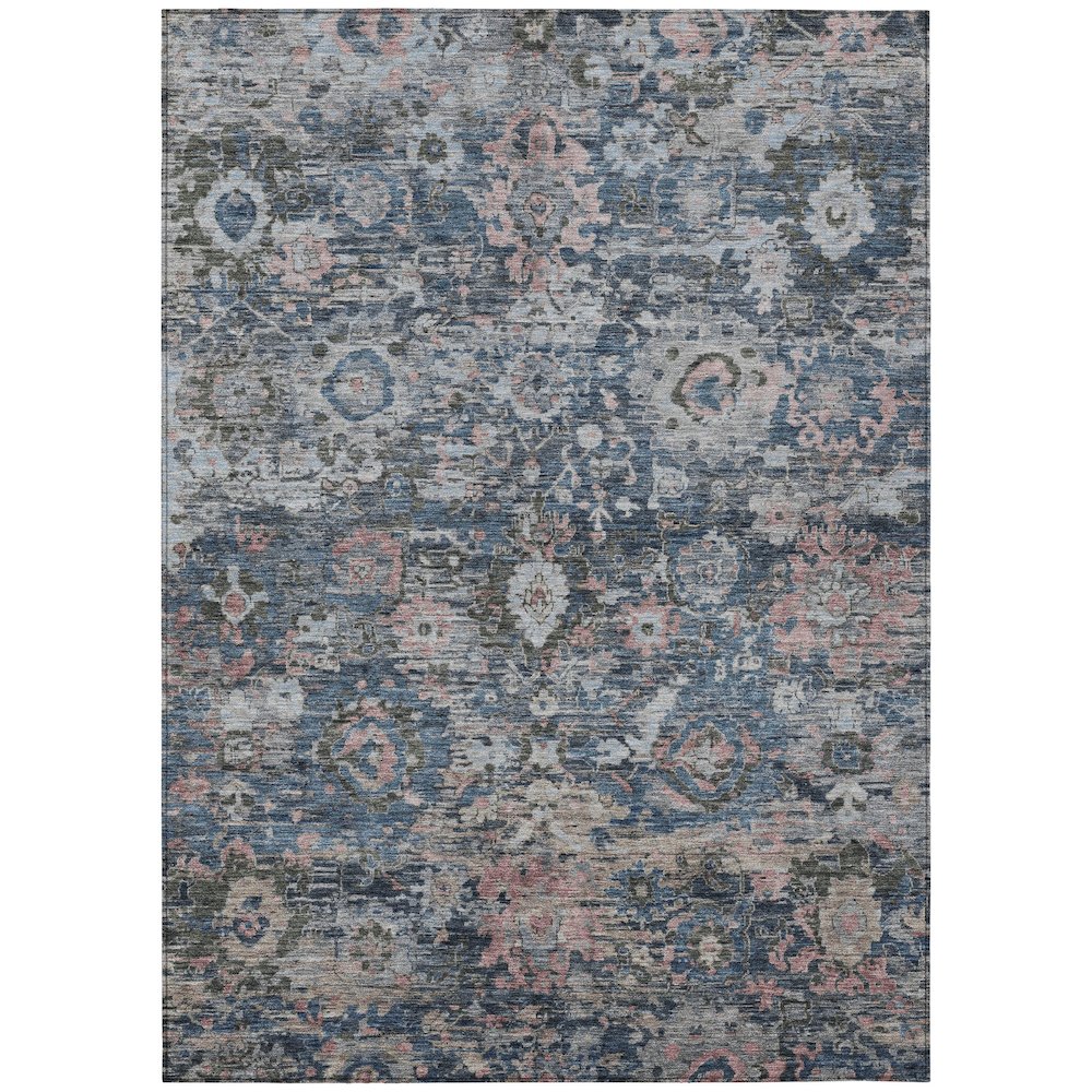 Machine Washable Indoor/Outdoor Chantille ACN2430 Blue 3' x 5' Rug. Picture 1