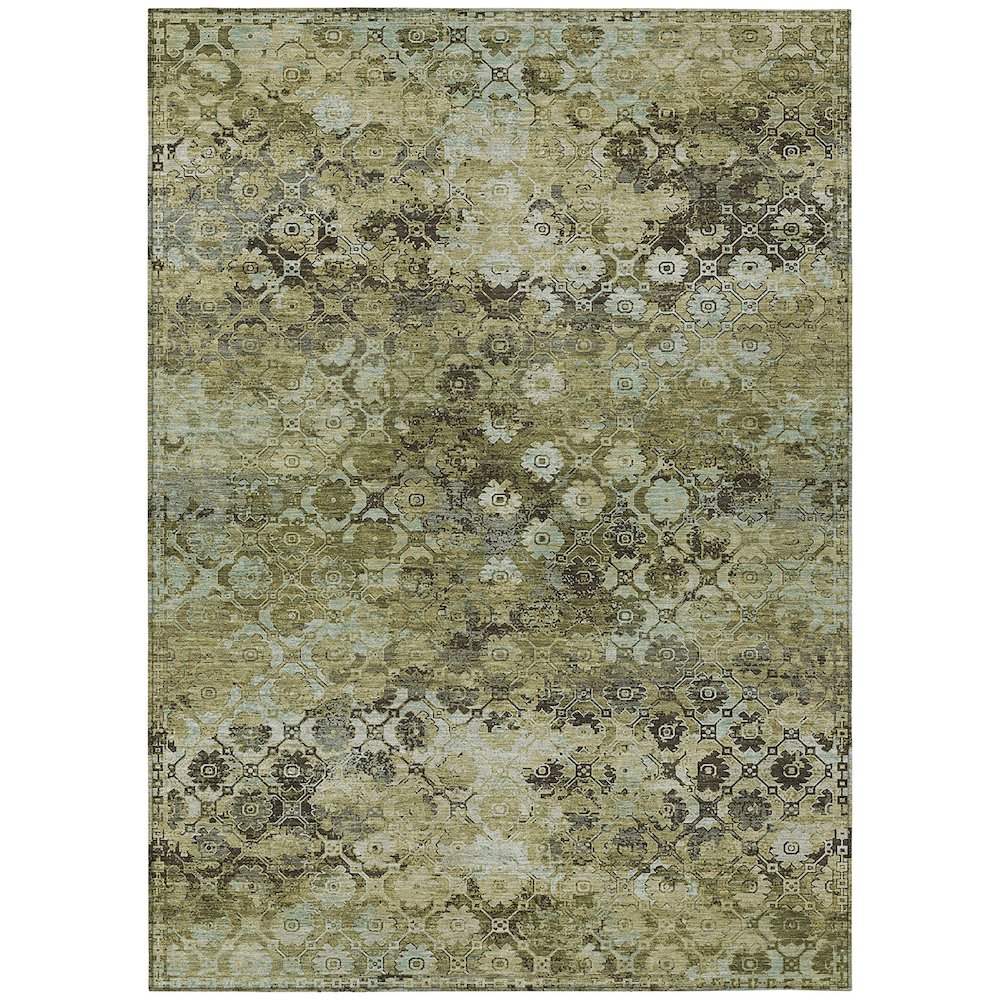 Machine Washable Indoor/Outdoor Chantille ACN2433 Green 3' x 5' Rug. Picture 1