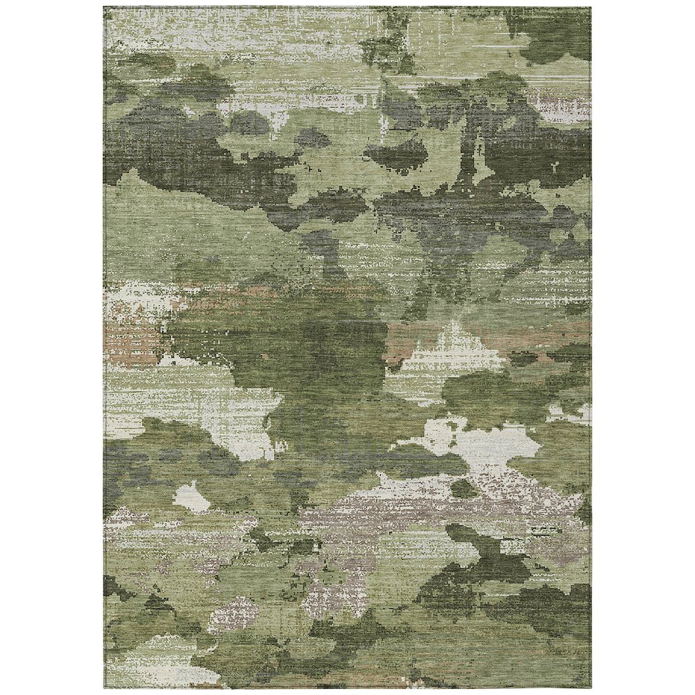Machine Washable Indoor/Outdoor Chantille ACN2434 Green 3' x 5' Rug. Picture 1