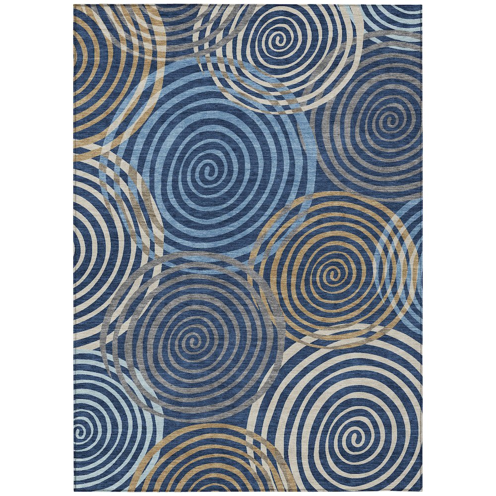 Machine Washable Indoor/Outdoor Chantille ACN2435 Blue 3' x 5' Rug. Picture 1