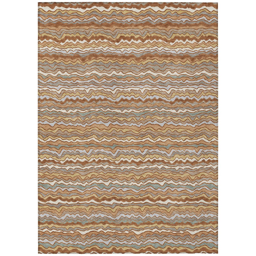 Machine Washable Indoor/Outdoor Chantille ACN2436 Orange 3' x 5' Rug. Picture 1