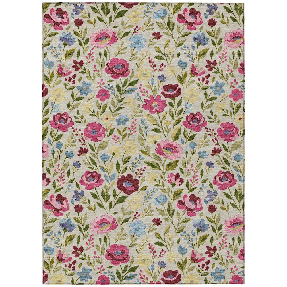 Machine Washable Indoor/Outdoor Chantille ACN2438 Ivory 3' x 5' Rug. Picture 1