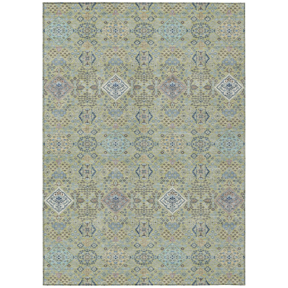 Machine Washable Indoor/Outdoor Chantille ACN2440 Green 3' x 5' Rug. Picture 1