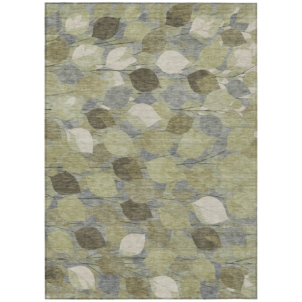 Machine Washable Indoor/Outdoor Chantille ACN2444 Green 3' x 5' Rug. Picture 1