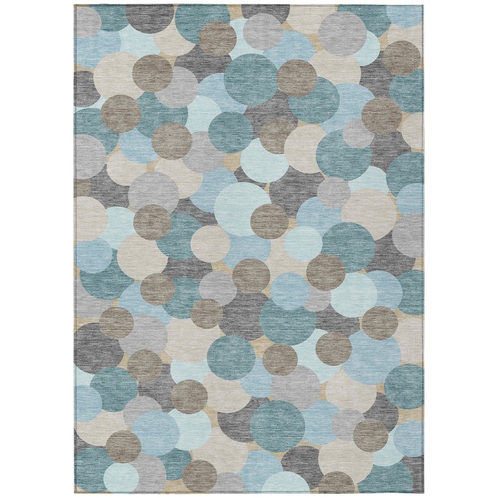 Machine Washable Indoor/Outdoor Chantille ACN2450 Teal 3' x 5' Rug. Picture 1