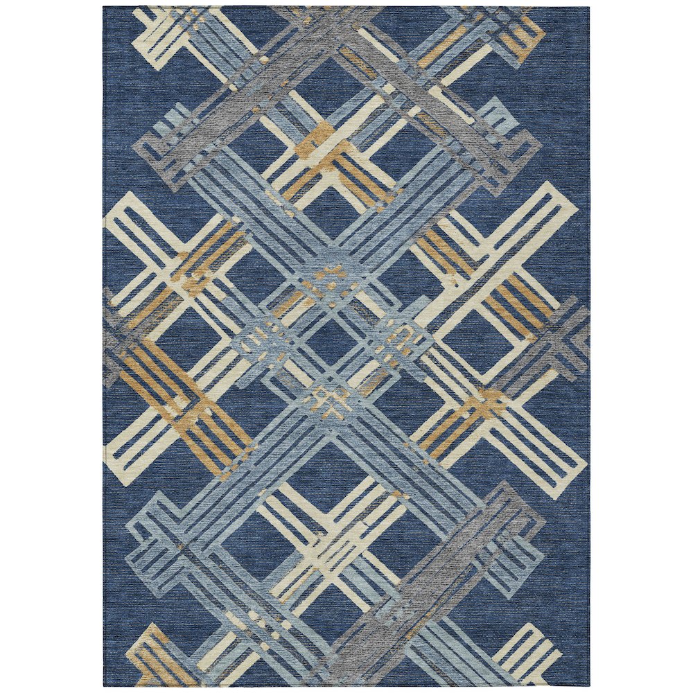 Machine Washable Indoor/Outdoor Chantille ACN2452 Blue 3' x 5' Rug. Picture 1