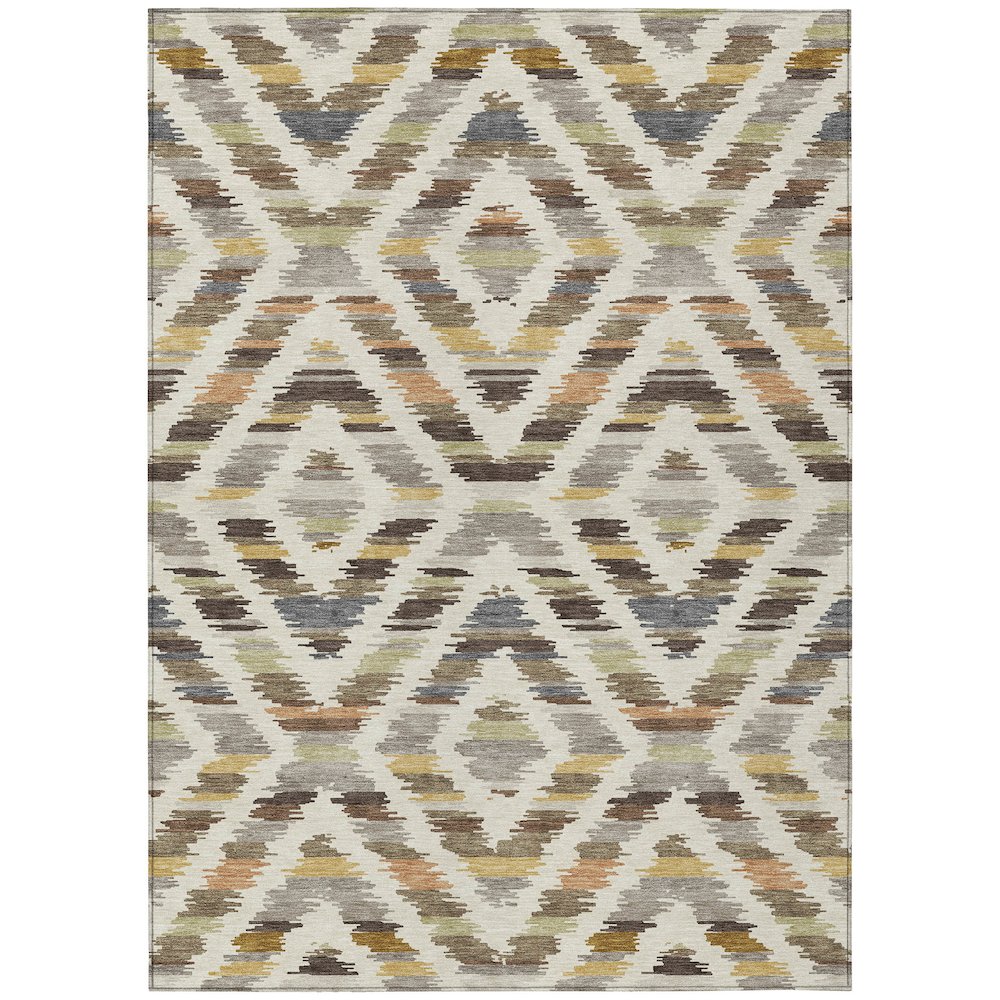 Machine Washable Indoor/Outdoor Chantille ACN2453 Brown 3' x 5' Rug. Picture 1