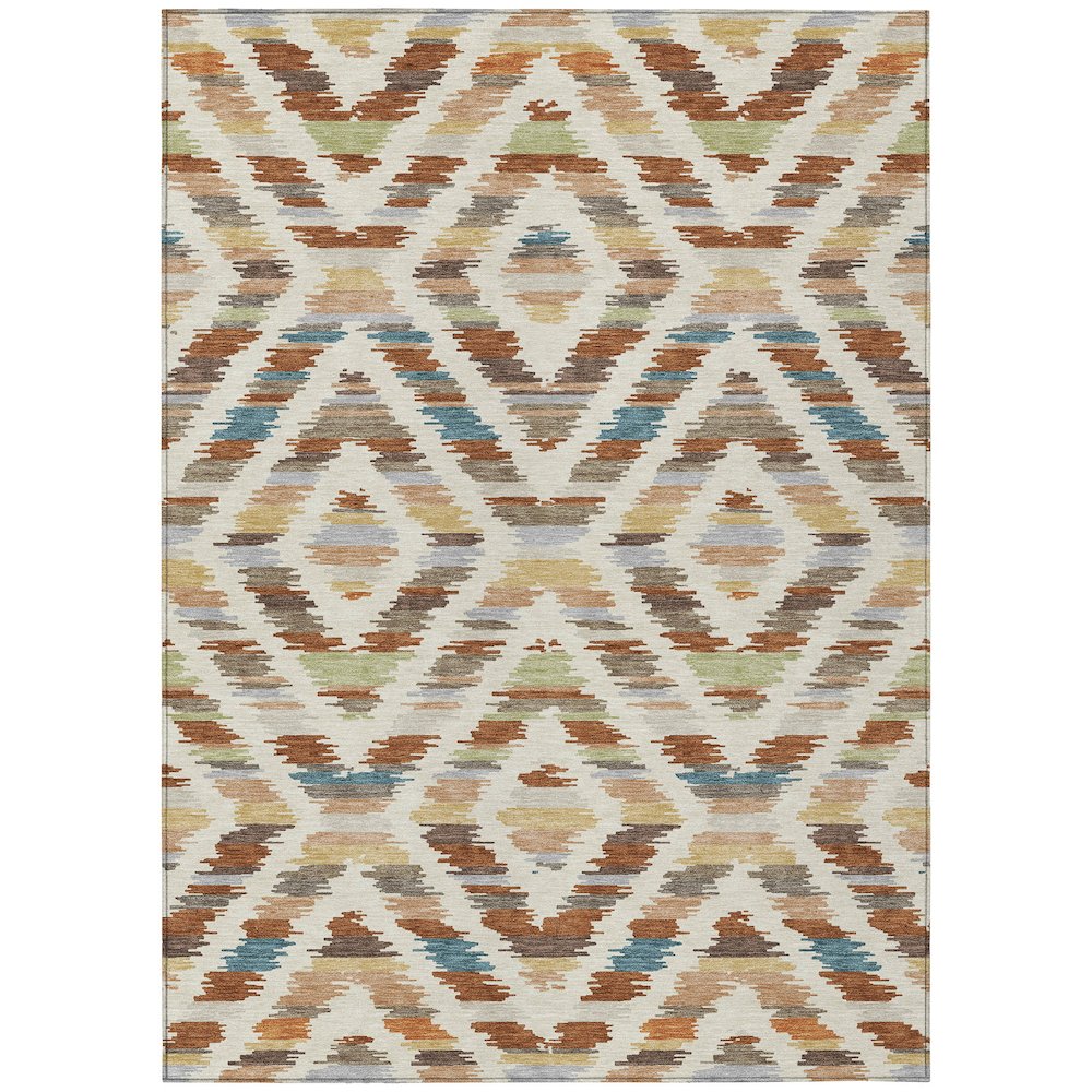 Machine Washable Indoor/Outdoor Chantille ACN2453 Orange 3' x 5' Rug. Picture 1