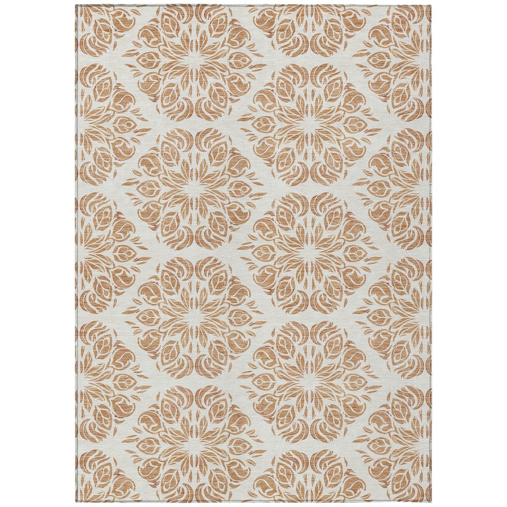 Machine Washable Indoor/Outdoor Chantille ACN2456 Orange 3' x 5' Rug. Picture 1