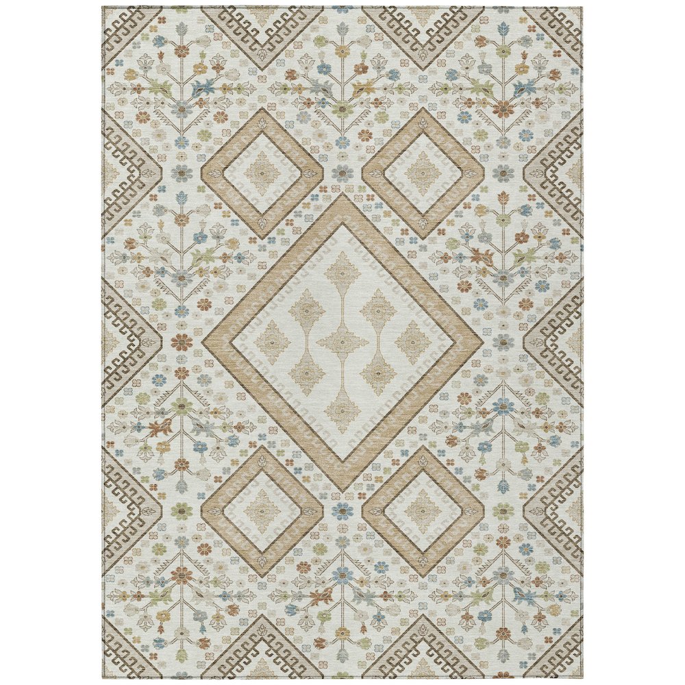 Machine Washable Indoor/Outdoor Chantille ACN2459 Ivory 3' x 5' Rug. Picture 1