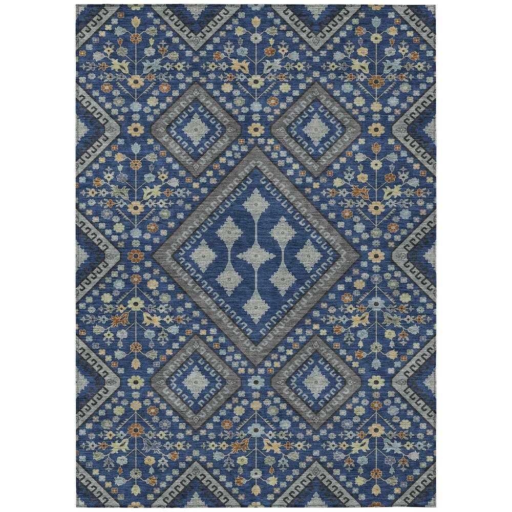 Machine Washable Indoor/Outdoor Chantille ACN2459 Blue 3' x 5' Rug. Picture 1