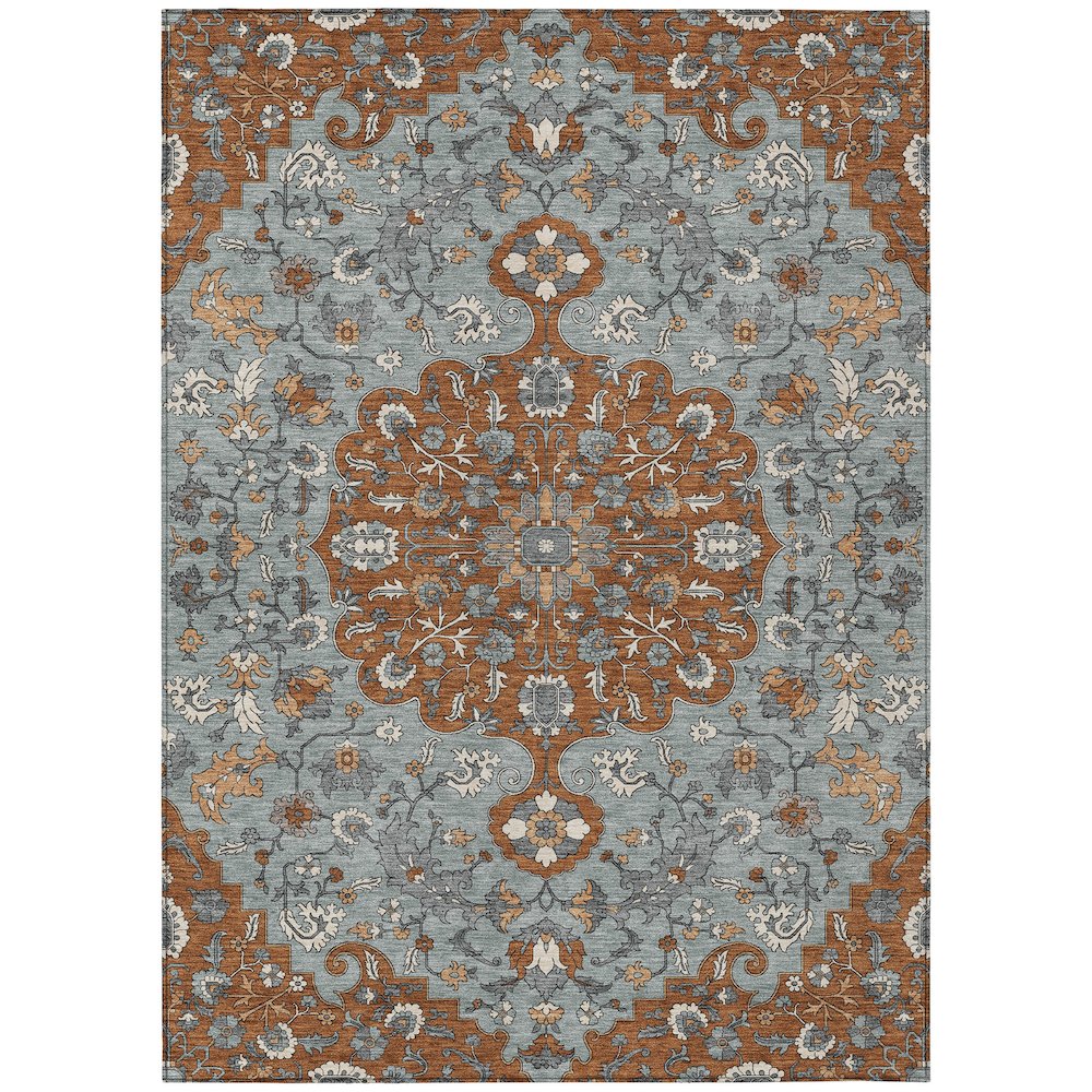Machine Washable Indoor/Outdoor Chantille ACN2463 Orange 3' x 5' Rug. Picture 1