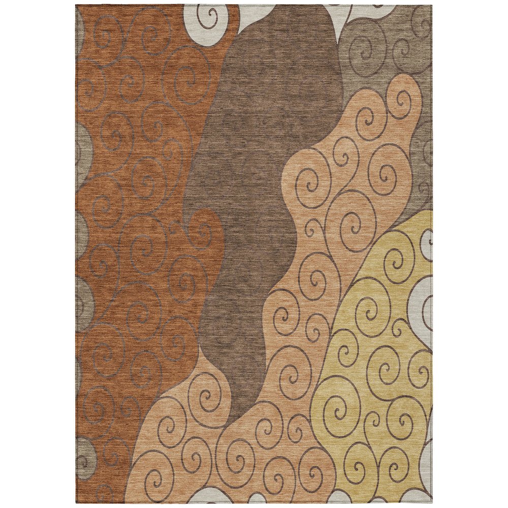 Machine Washable Indoor/Outdoor Chantille ACN2464 Orange 3' x 5' Rug. Picture 1