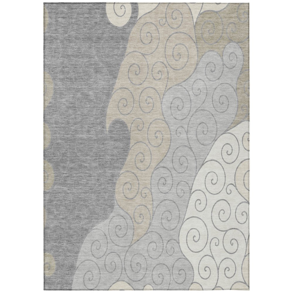 Machine Washable Indoor/Outdoor Chantille ACN2464 Gray 3' x 5' Rug. Picture 1