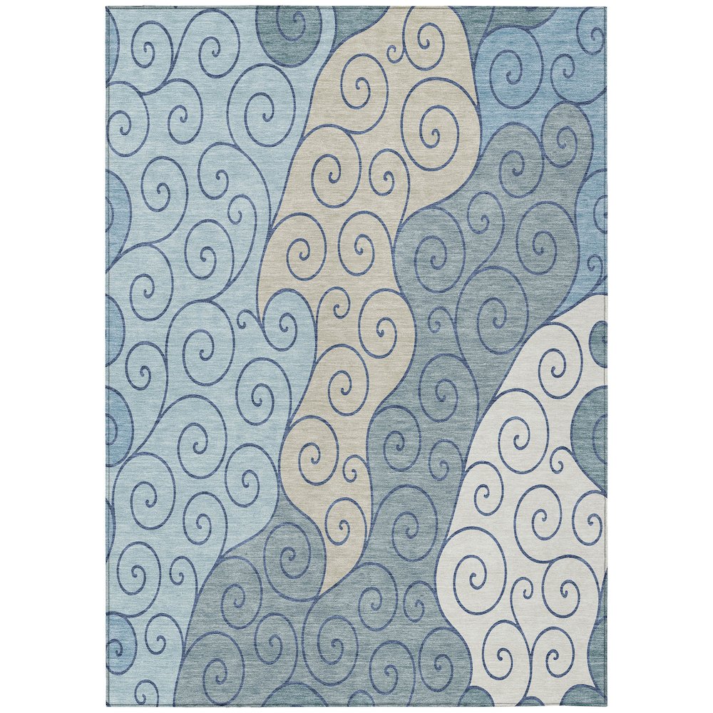 Machine Washable Indoor/Outdoor Chantille ACN2464 Blue 3' x 5' Rug. Picture 1