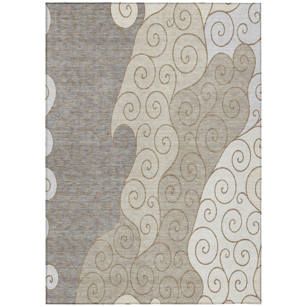 Machine Washable Indoor/Outdoor Chantille ACN2464 Brown 3' x 5' Rug. Picture 1