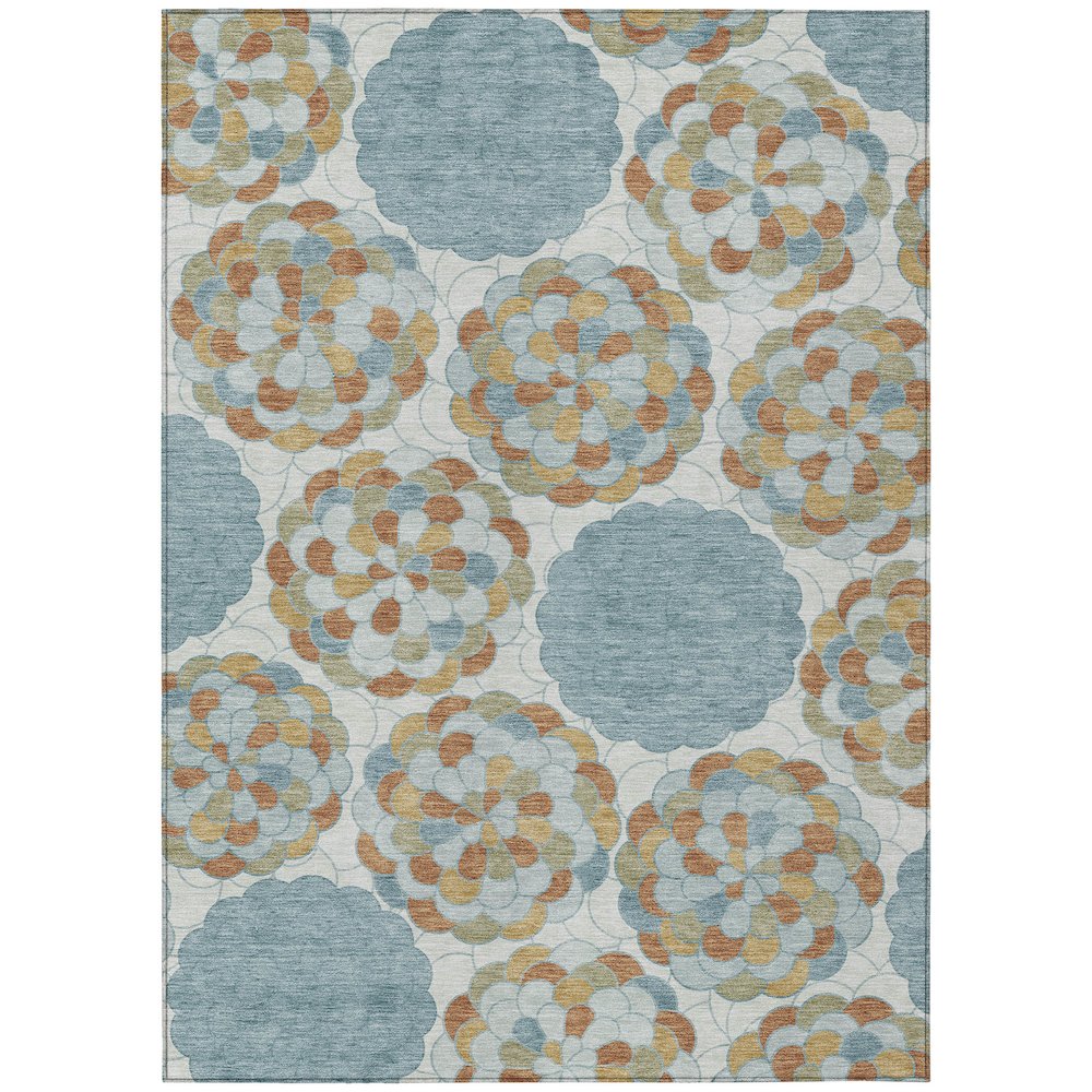 Machine Washable Indoor/Outdoor Chantille ACN2466 Blue 3' x 5' Rug. Picture 1