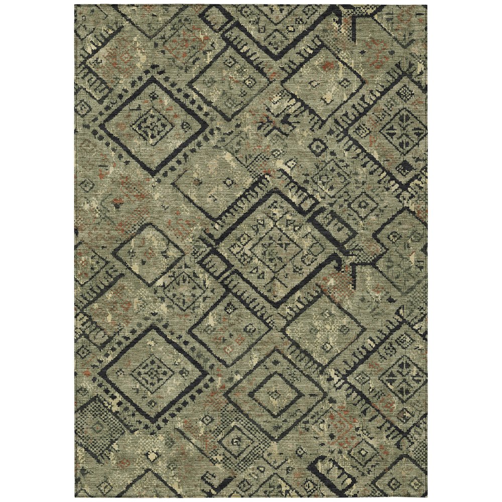 Machine Washable Indoor/Outdoor Chantille ACN2470 Green 3' x 5' Rug. Picture 1