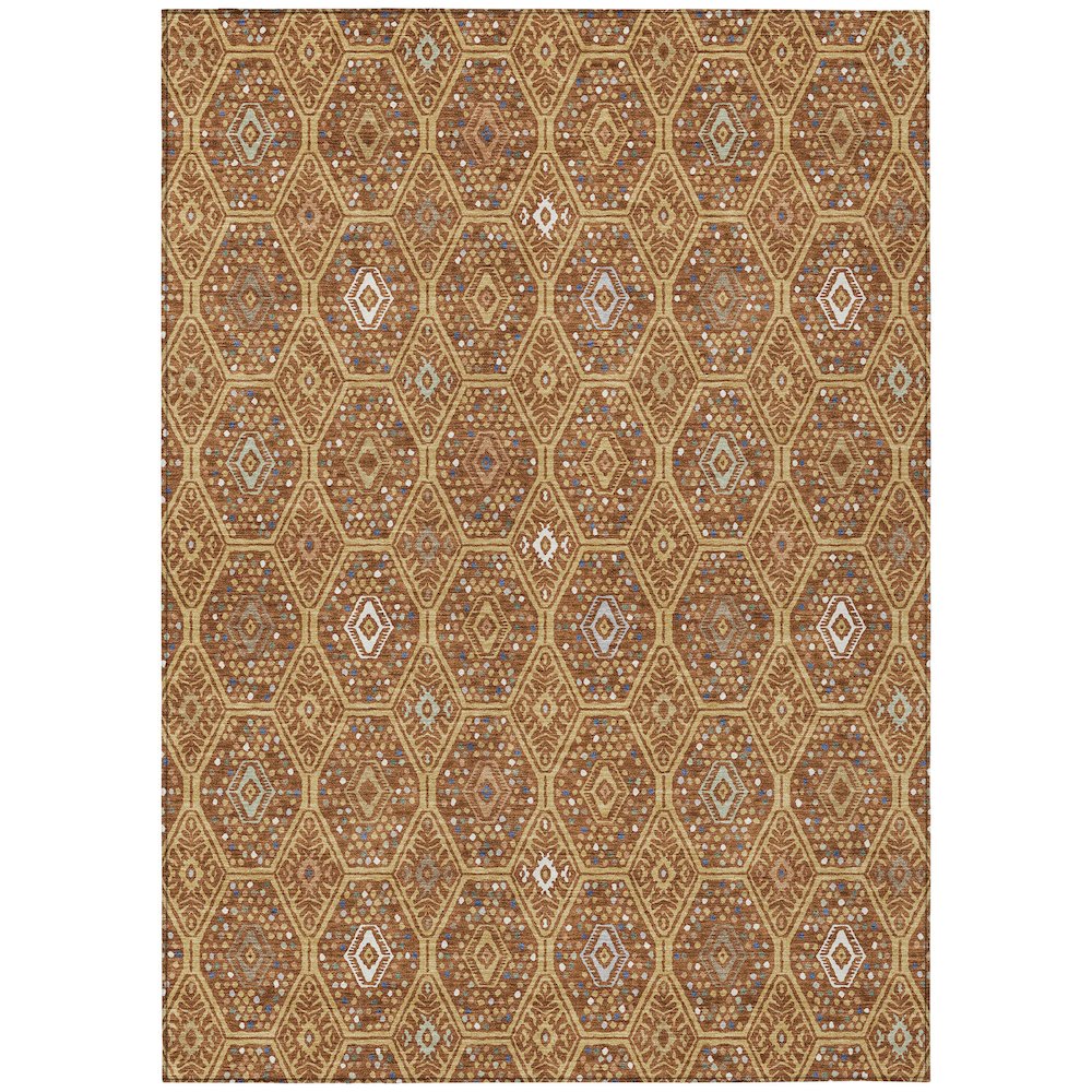 Machine Washable Indoor/Outdoor Chantille ACN2471 Gold 3' x 5' Rug. Picture 1