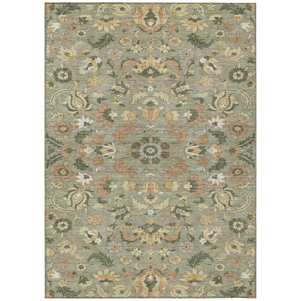 Machine Washable Indoor/Outdoor Chantille ACN2473 Green 3' x 5' Rug. Picture 1