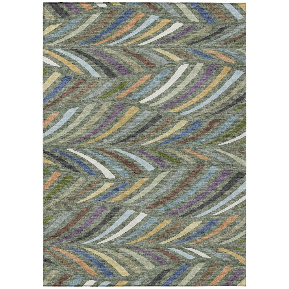 Machine Washable Indoor/Outdoor Chantille ACN2475 Green 3' x 5' Rug. Picture 1