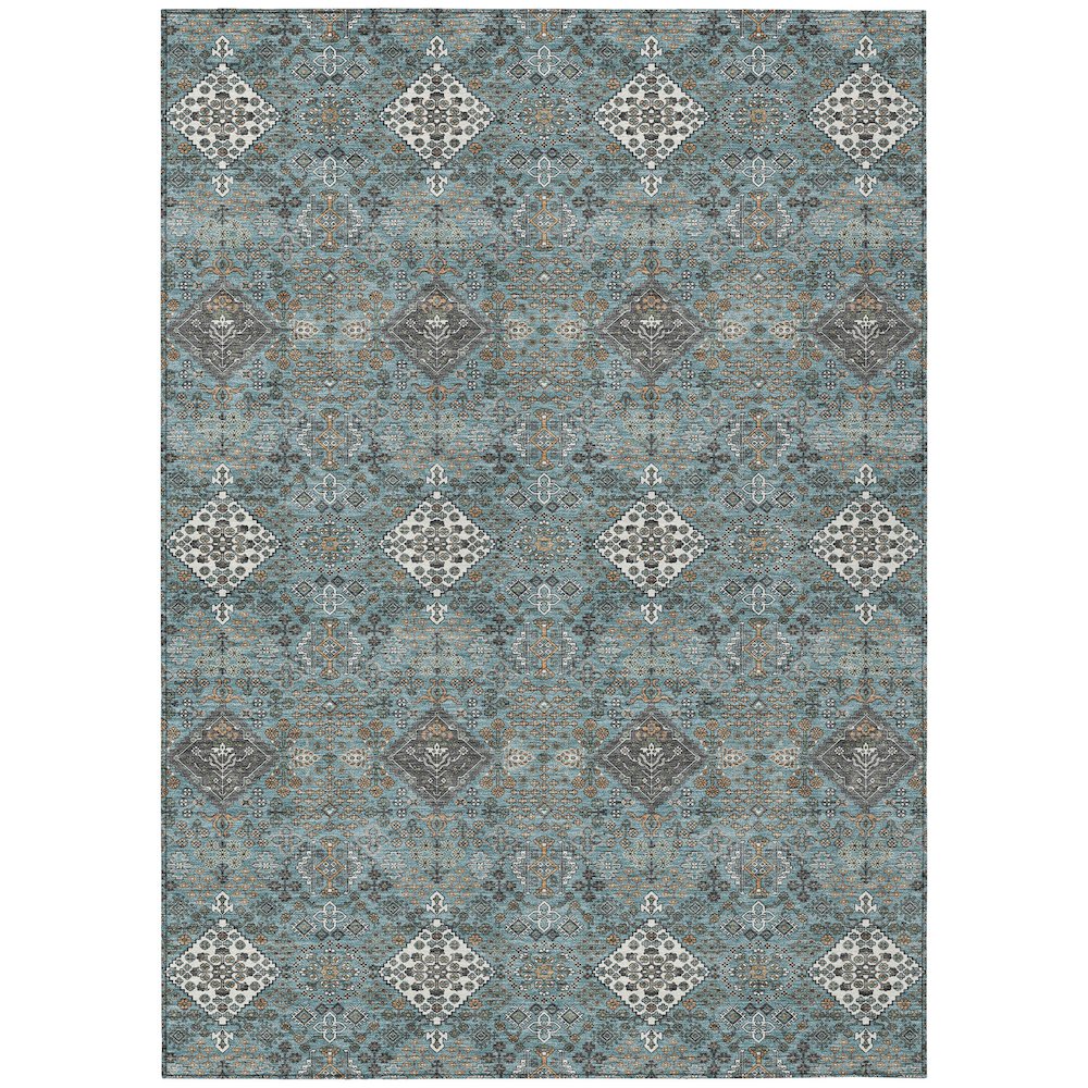 Machine Washable Indoor/Outdoor Chantille ACN2477 Teal 3' x 5' Rug. Picture 1