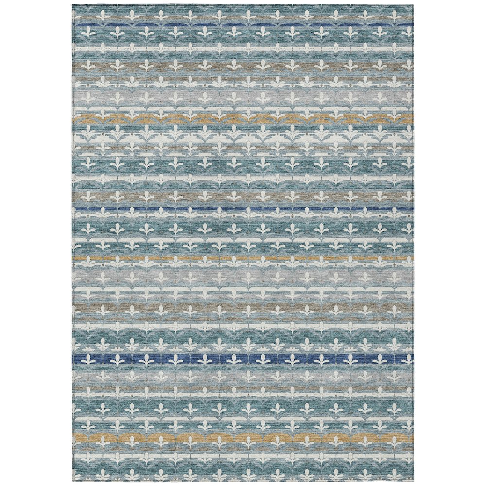 Machine Washable Indoor/Outdoor Chantille ACN2479 Teal 3' x 5' Rug. Picture 1