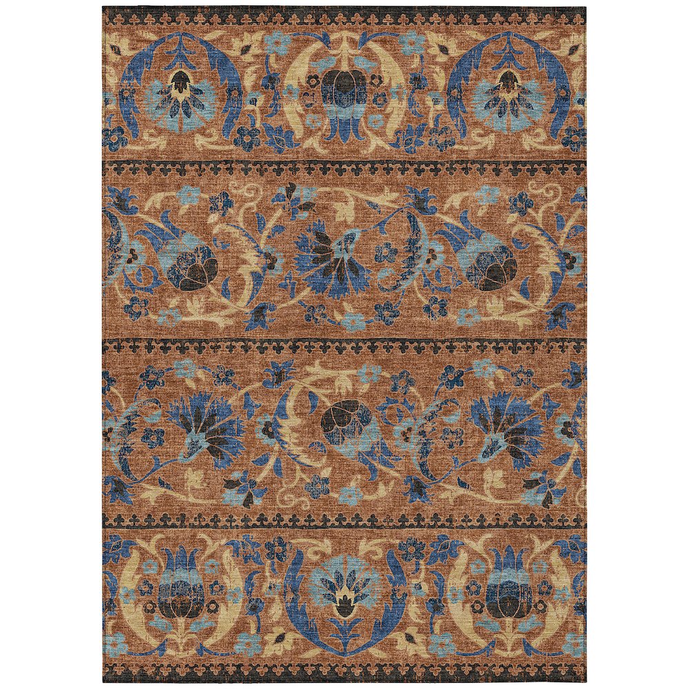 Machine Washable Indoor/Outdoor Chantille ACN2480 Orange 3' x 5' Rug. Picture 1