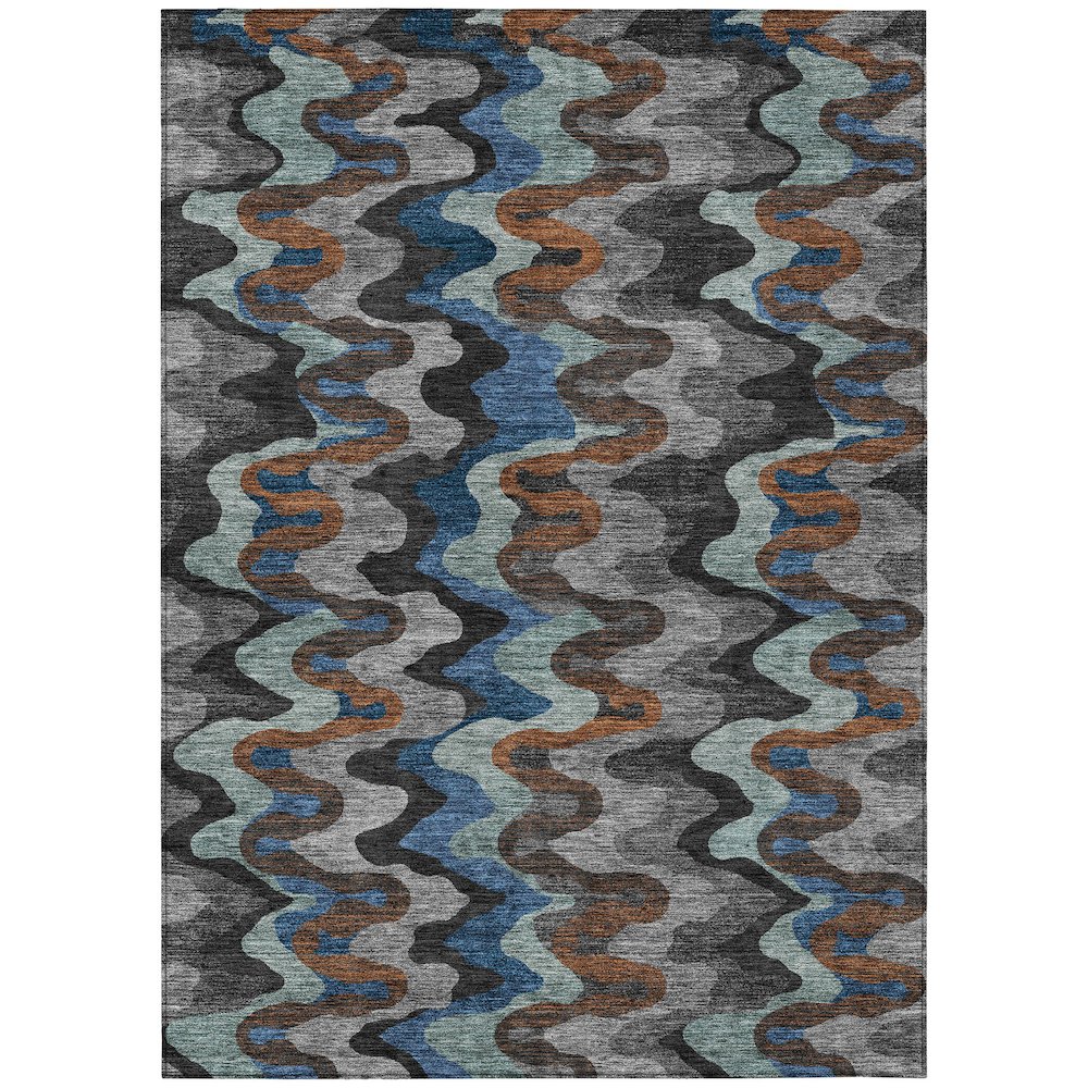 Machine Washable Indoor/Outdoor Chantille ACN2481 Black 3' x 5' Rug. Picture 1