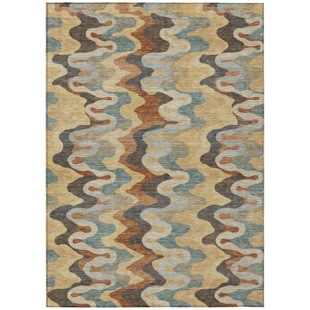 Machine Washable Indoor/Outdoor Chantille ACN2481 Gold 3' x 5' Rug. Picture 1