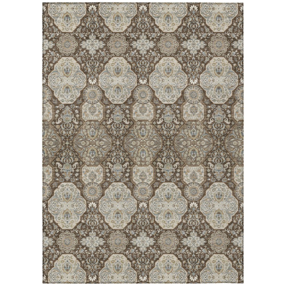 Machine Washable Indoor/Outdoor Chantille ACN2483 Brown 3' x 5' Rug. Picture 1