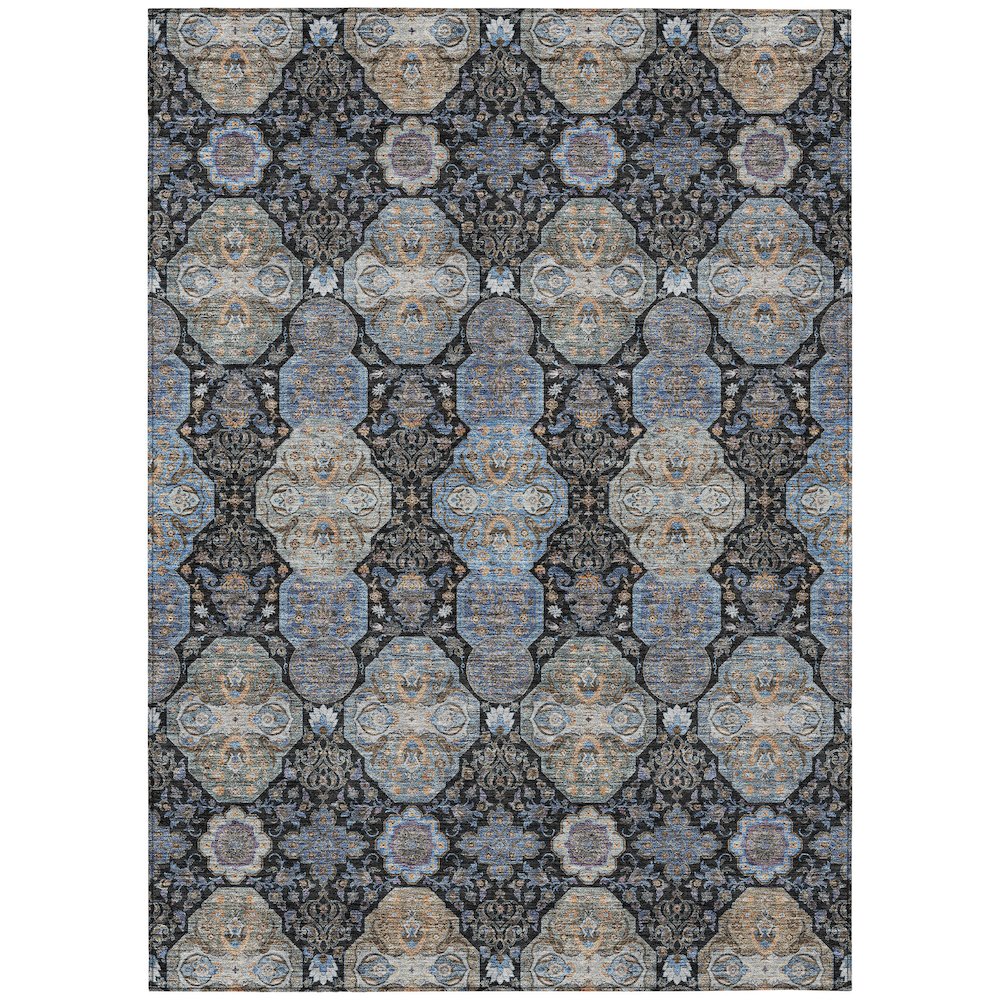 Machine Washable Indoor/Outdoor Chantille ACN2484 Black 3' x 5' Rug. Picture 1