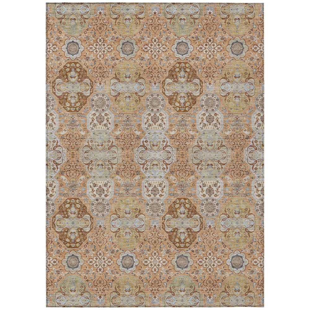 Machine Washable Indoor/Outdoor Chantille ACN2484 Orange 3' x 5' Rug. Picture 1