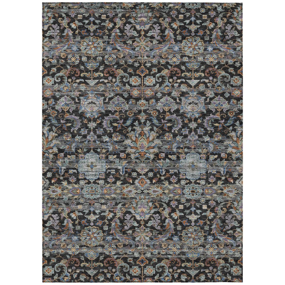 Machine Washable Indoor/Outdoor Chantille ACN2485 Black 3' x 5' Rug. Picture 1