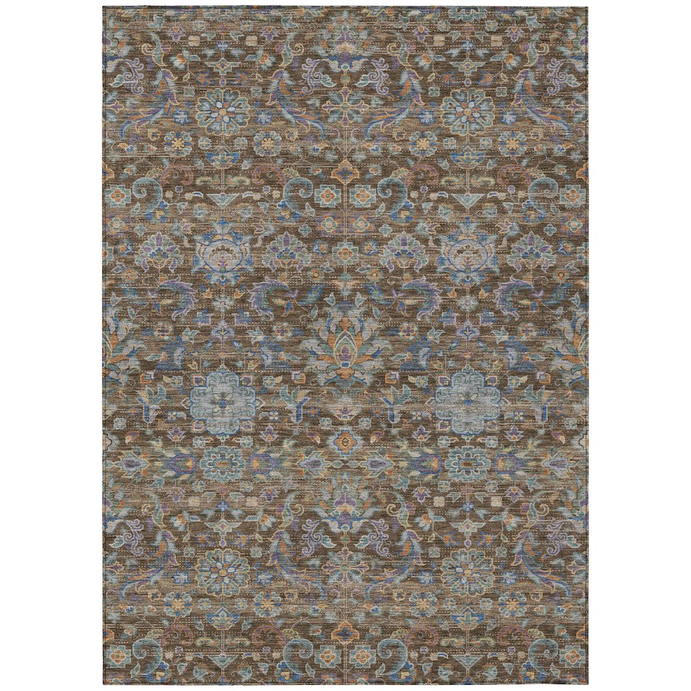 Machine Washable Indoor/Outdoor Chantille ACN2485 Brown 3' x 5' Rug. Picture 1