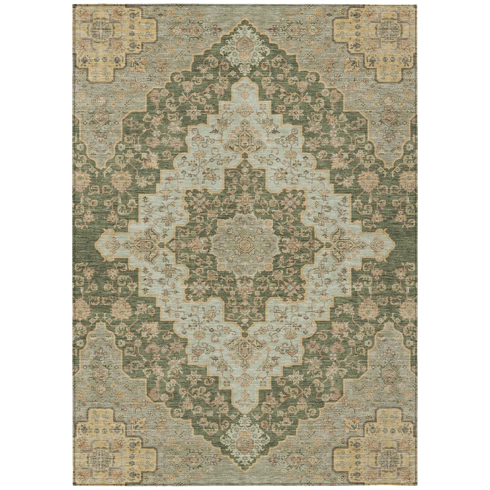 Machine Washable Indoor/Outdoor Chantille ACN2486 Green 3' x 5' Rug. Picture 1