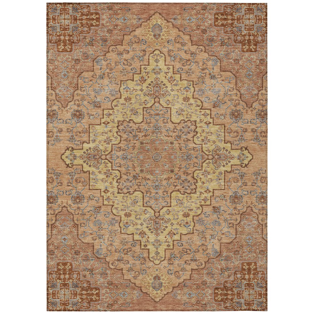 Machine Washable Indoor/Outdoor Chantille ACN2486 Orange 3' x 5' Rug. Picture 1