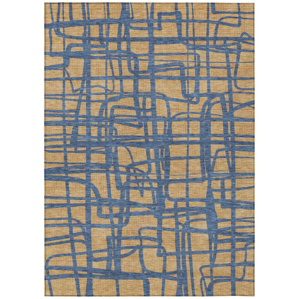 Machine Washable Indoor/Outdoor Chantille ACN2491 Gold 3' x 5' Rug. Picture 1