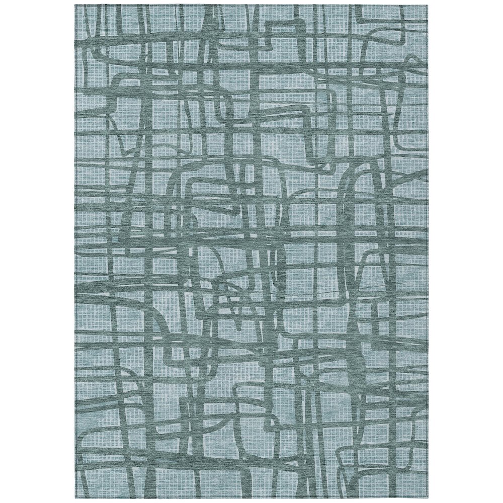 Machine Washable Indoor/Outdoor Chantille ACN2491 Teal 3' x 5' Rug. Picture 1