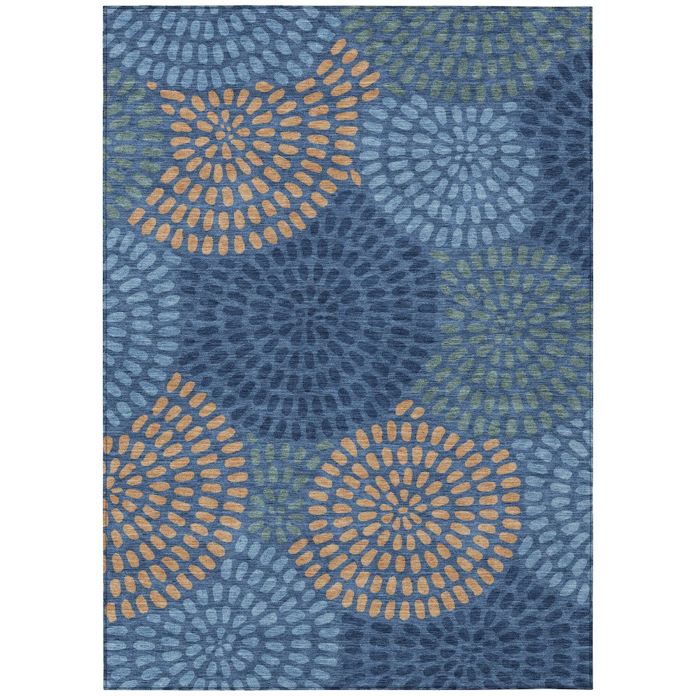 Machine Washable Indoor/Outdoor Chantille ACN2492 Blue 3' x 5' Rug. Picture 1
