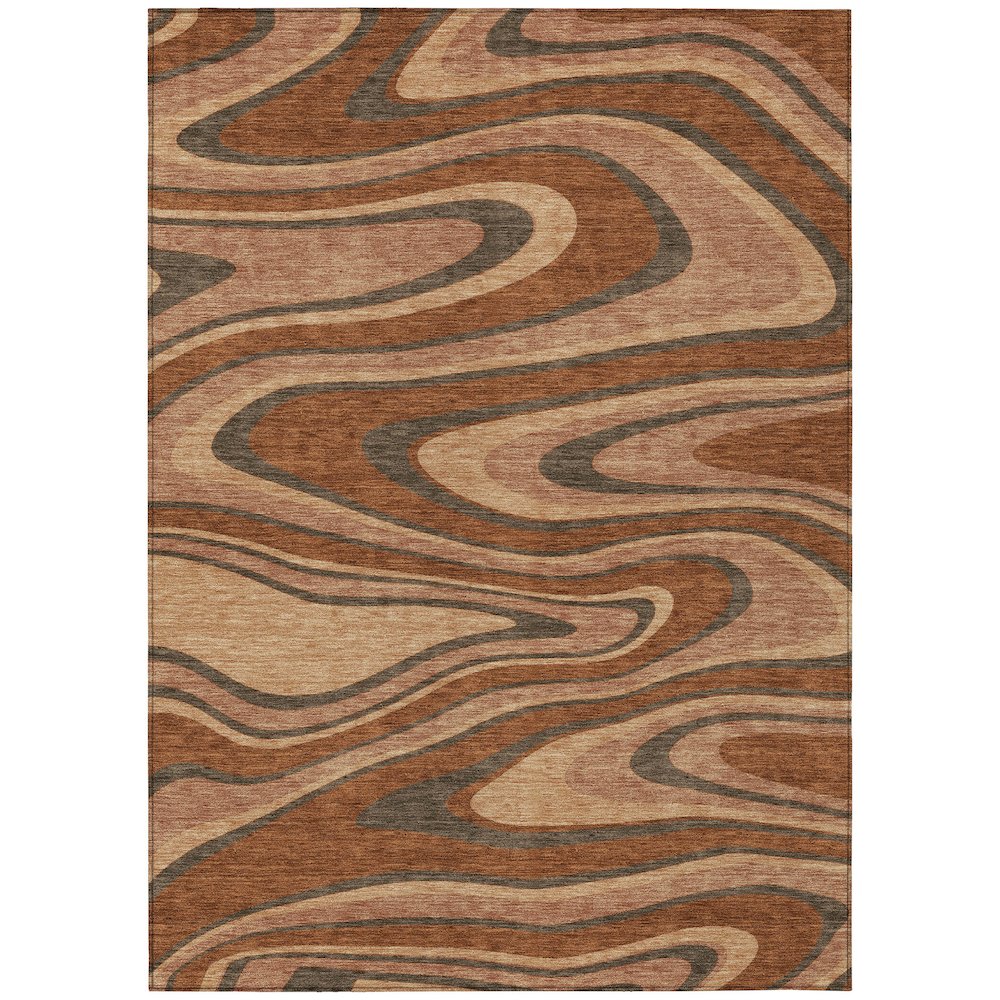 Machine Washable Indoor/Outdoor Chantille ACN2493 Orange 3' x 5' Rug. Picture 1