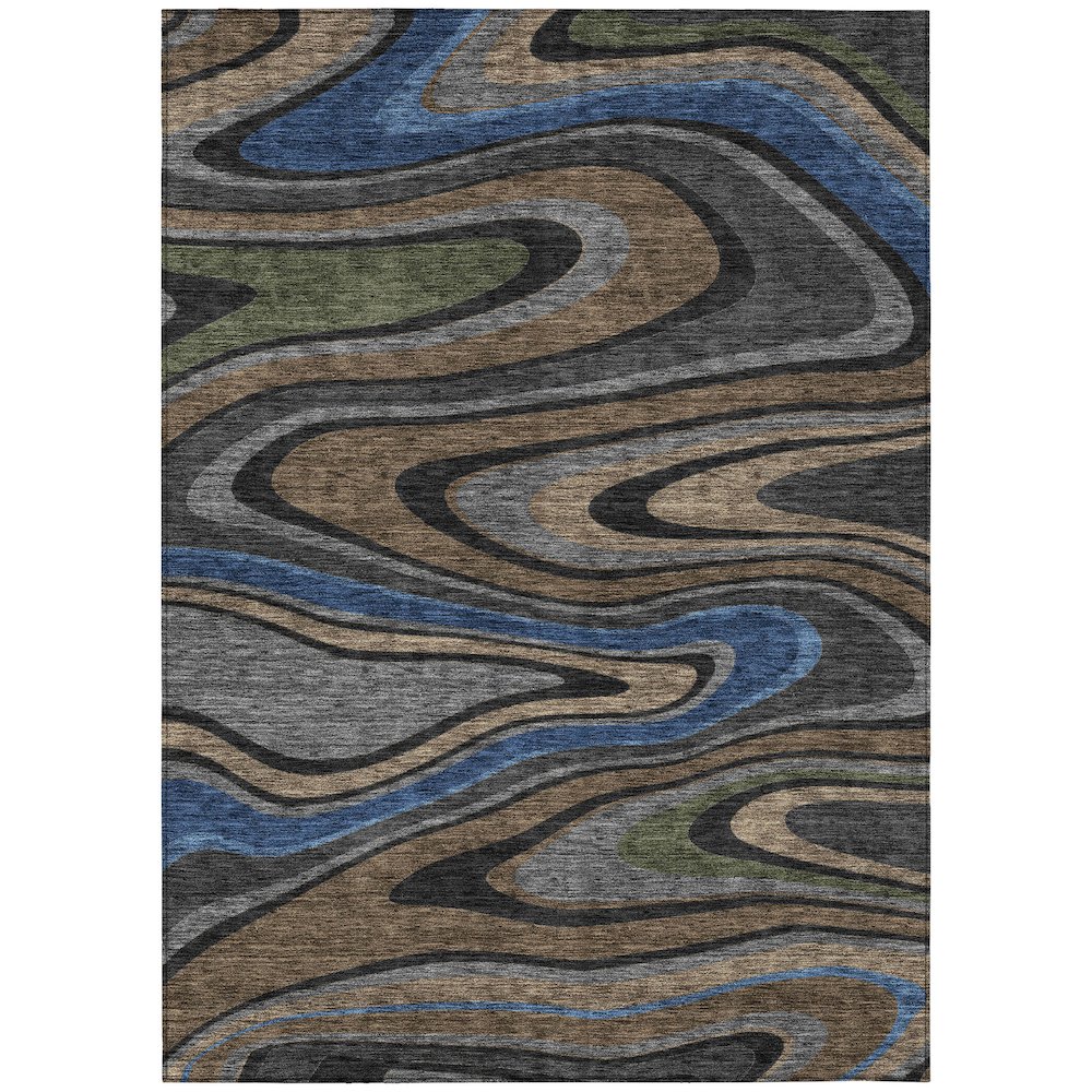 Machine Washable Indoor/Outdoor Chantille ACN2494 Black 3' x 5' Rug. Picture 1