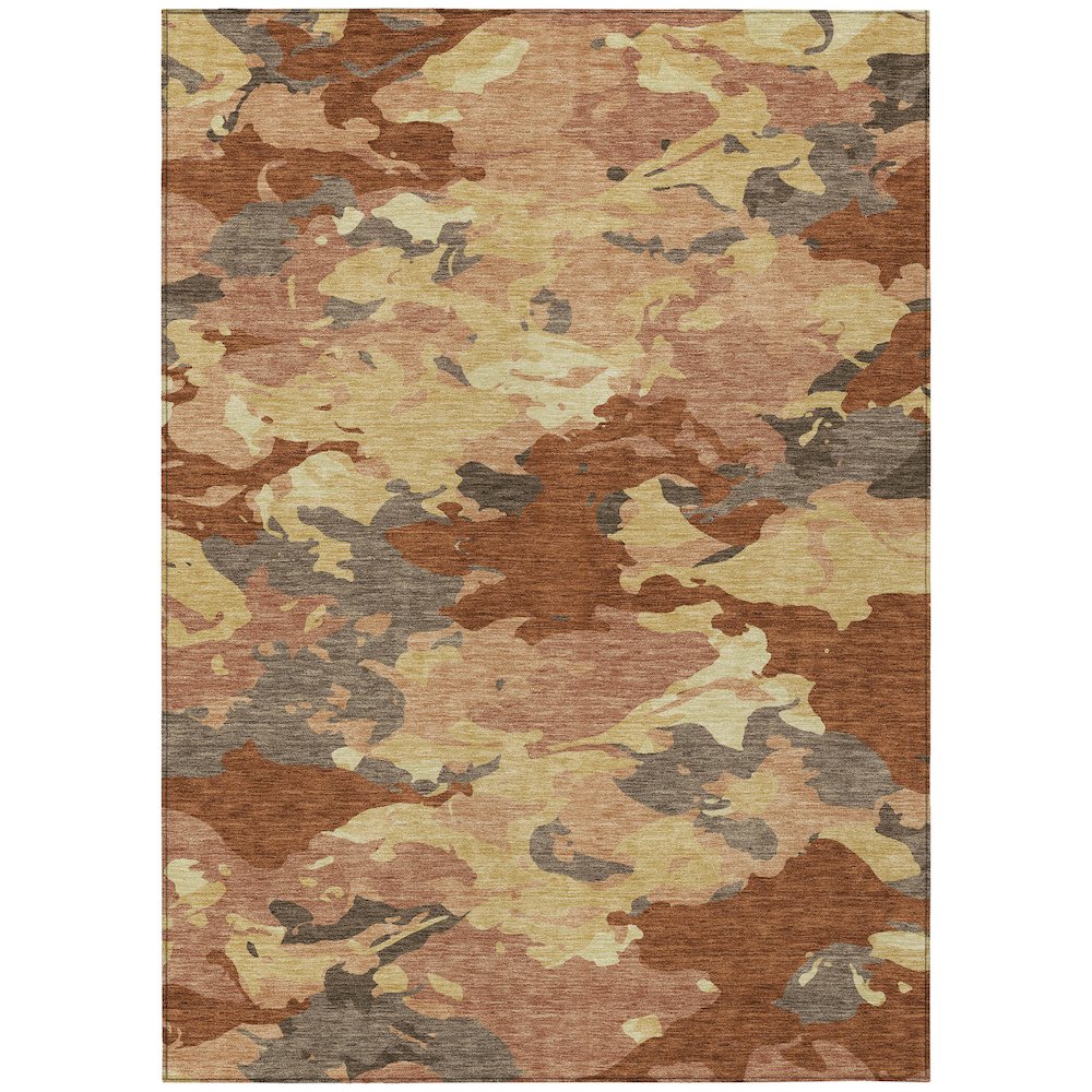Machine Washable Indoor/Outdoor Chantille ACN2497 Orange 3' x 5' Rug. Picture 1