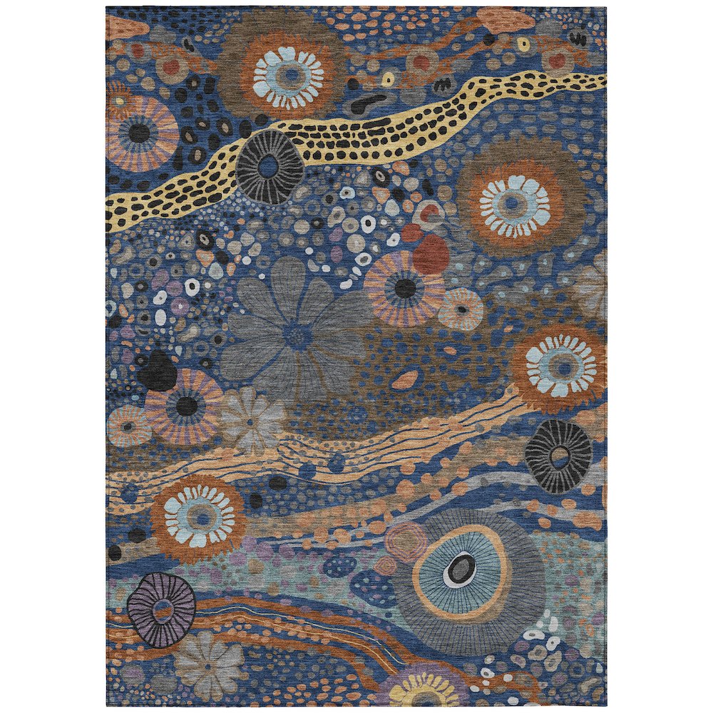 Machine Washable Indoor/Outdoor Chantille ACN2498 Blue 3' x 5' Rug. Picture 1