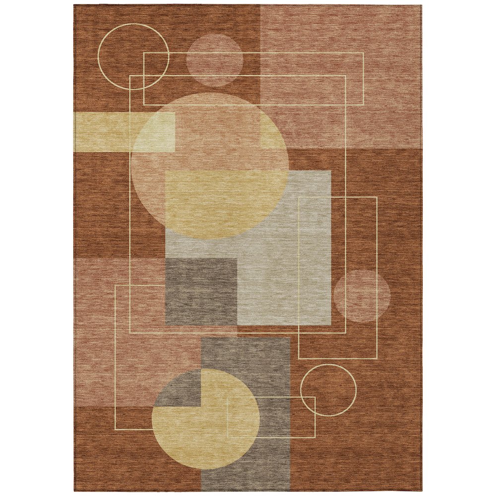 Machine Washable Indoor/Outdoor Chantille ACN2500 Orange 3' x 5' Rug. Picture 1