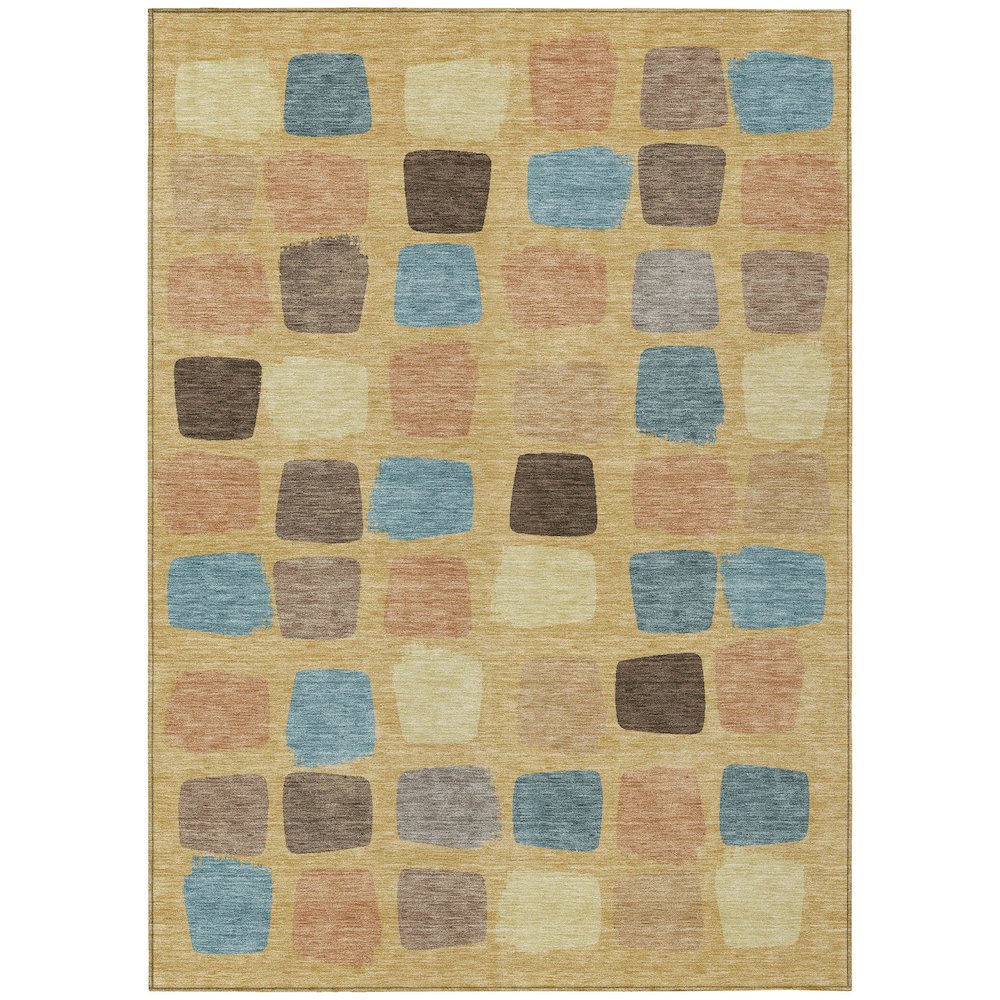 Machine Washable Indoor/Outdoor Chantille ACN2501 Gold 3' x 5' Rug. Picture 1