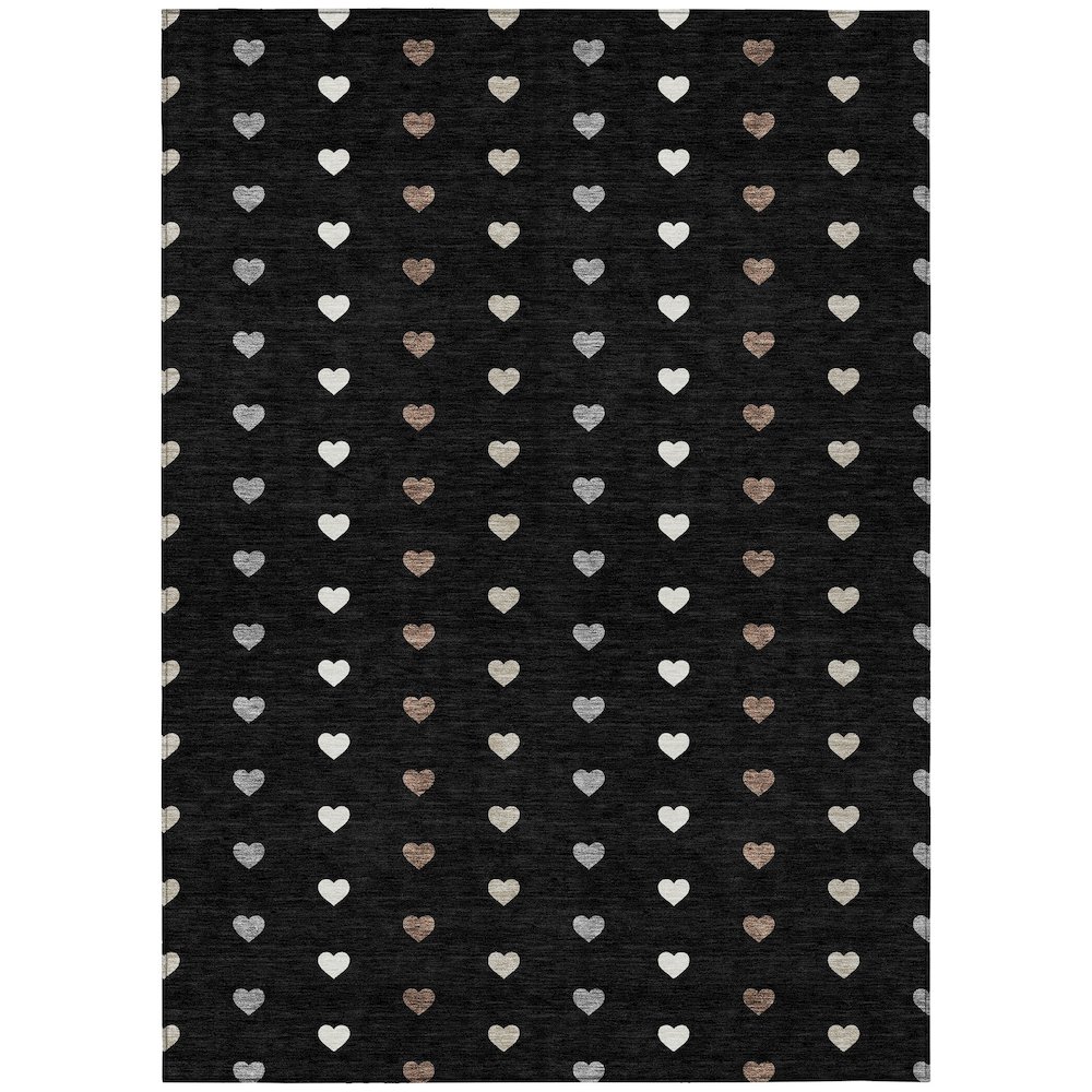 Machine Washable Indoor/Outdoor Chantille ACN2510 Black 3' x 5' Rug. Picture 1
